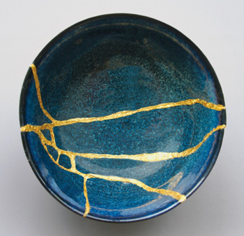 Blue Kintsugi bowl